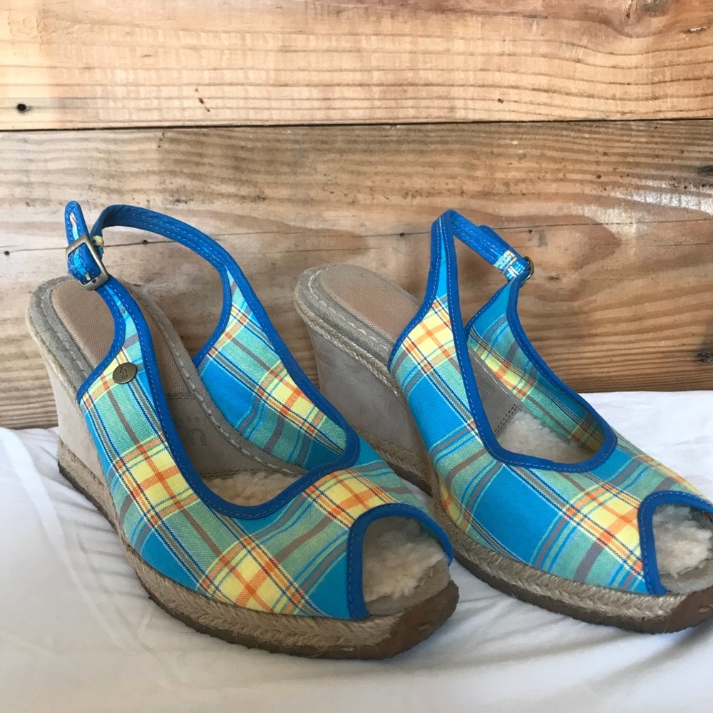 Uggs madras plaid wedge heel